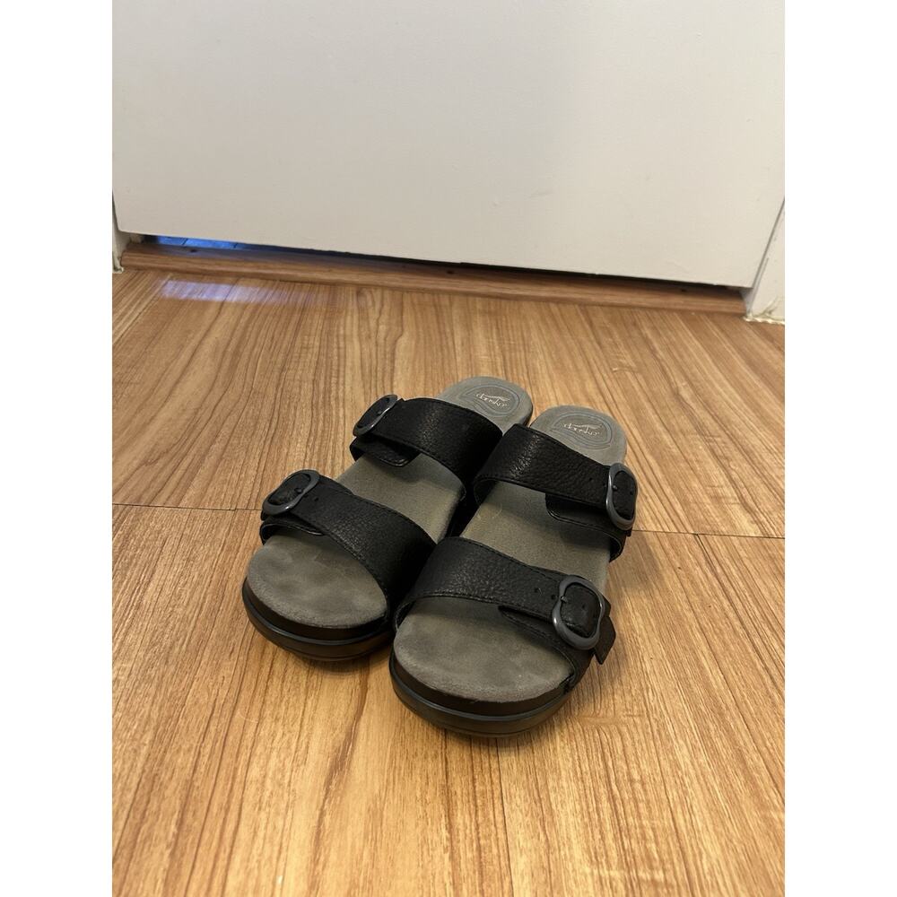 Dansko Sophie Sandals Double Buckle Black Leather Comfortable Size 39